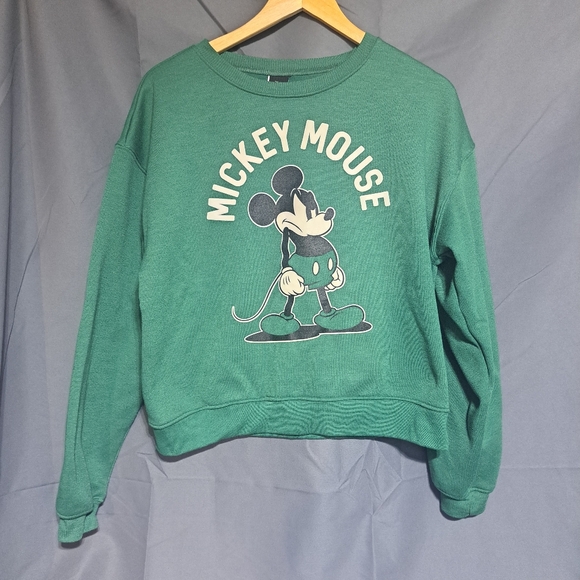 Disney Sweaters - Disney Mickey Mouse Adult Long Sleeve Crew Sweatshirt Sz M‎ Green